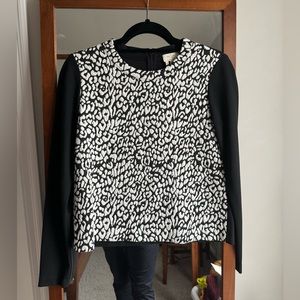 Kate Spade White/Black Leopard Top.